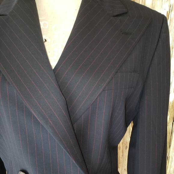 *VINTAGE* Ralph Lauren Red Pinstriped Skirt Suit - Picture 2 of 8